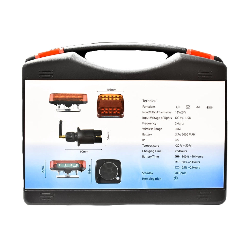 Set di lampade magnetici con controllo wireless, 12/24V, batteria 3.7V/2000mAh, cavo IP65, Breckner Germany