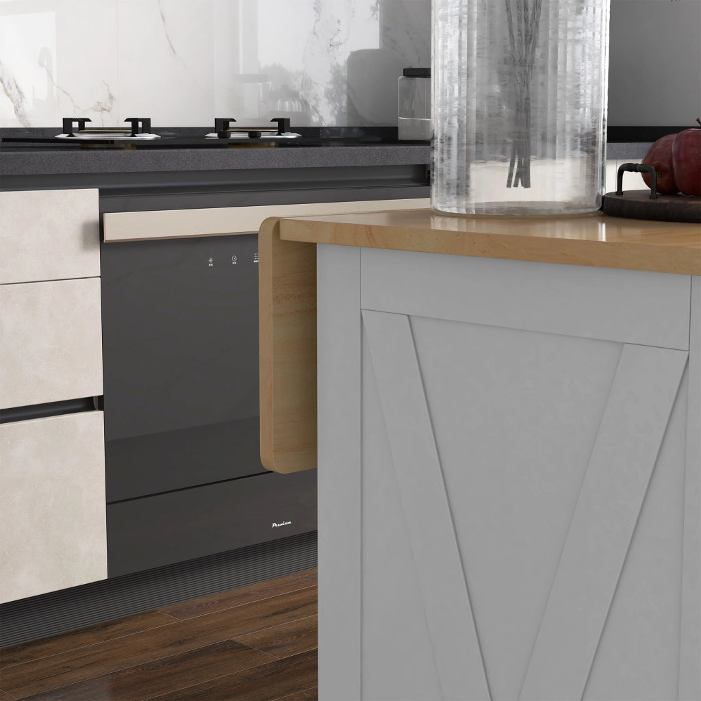 Tavolo da cucina allungabile con piano in legno e ruote ¨C zephmum ¨C 105x60x90,5 bianco