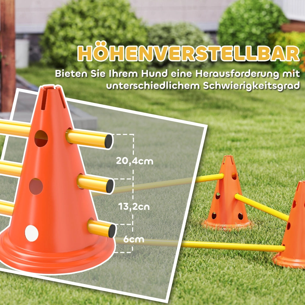 Set Agility 3 Pezzi per Cani ¨C Minimal ¨C Con 6 Coni e 3 Ostacoli in Tasca