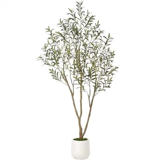 Pianta Artificiale di Olivo Grande 210 cm con Vaso in Plastica Pianta Artificiale per Esterno come le Vere per Decorazione di Balcone e Salotto (1 Pack)