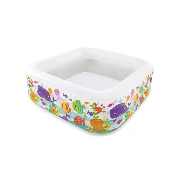 PISCINA GONFIABILE QUADRA  AQUARIUM  +3 ANNI  cm.159x159x50h.  peso kg.3,60 (57471)    INTEX