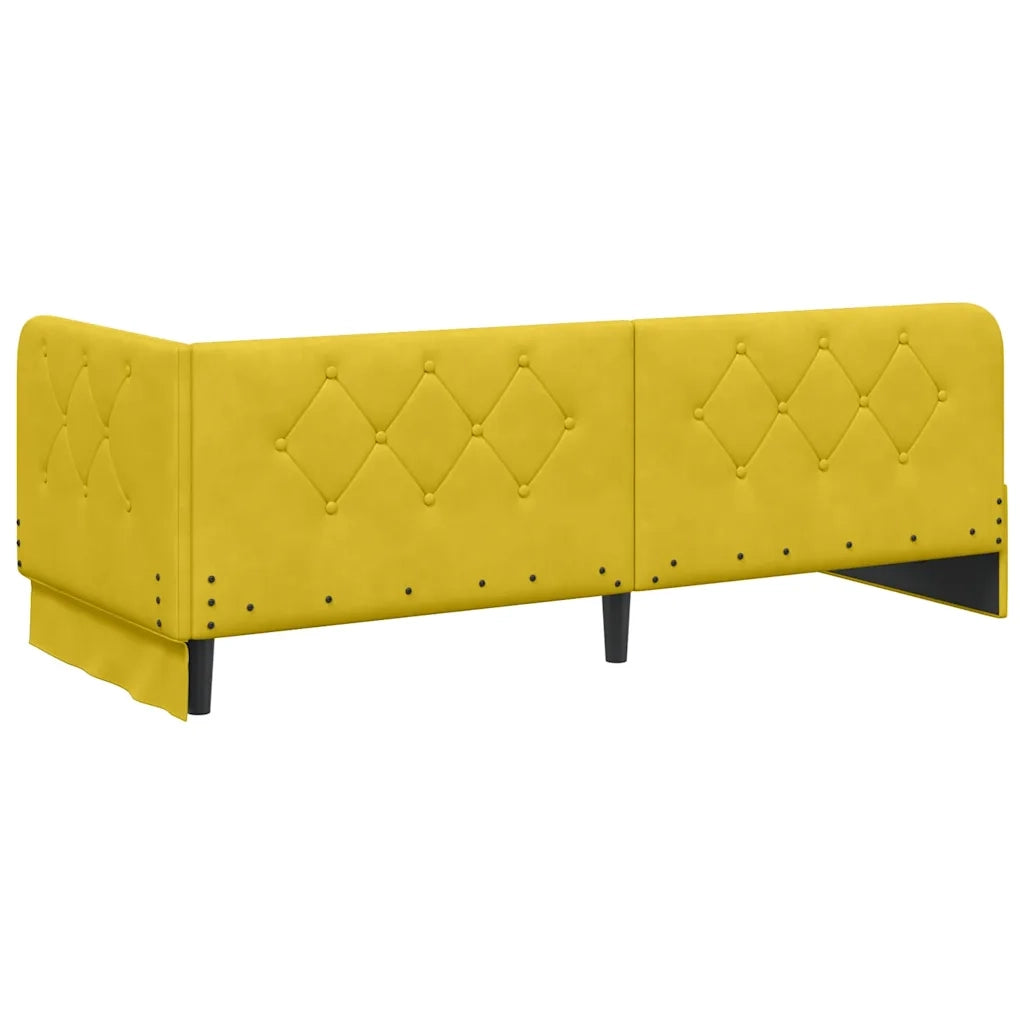 Letto singolo | Letto per adulti | Cornice del letto ad angolo Giallo 80 x 200 cm Velluto