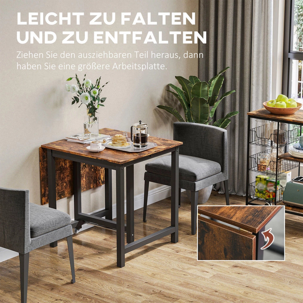 Tavolo da pranzo pieghevole ¨C zephmum ¨C in metallo e legno, marrone, 120x60x75 cm