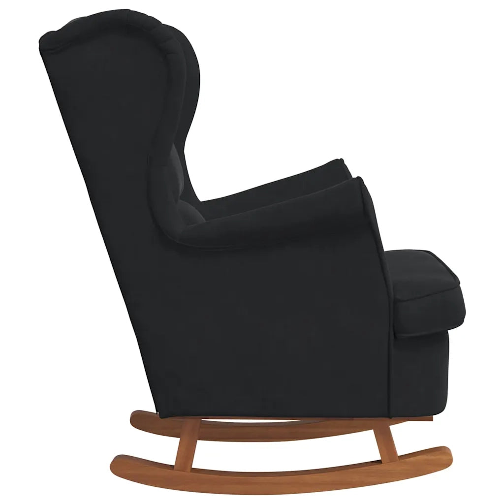 Sedia a dondolo con schienale alto in velluto nero CFW9275492