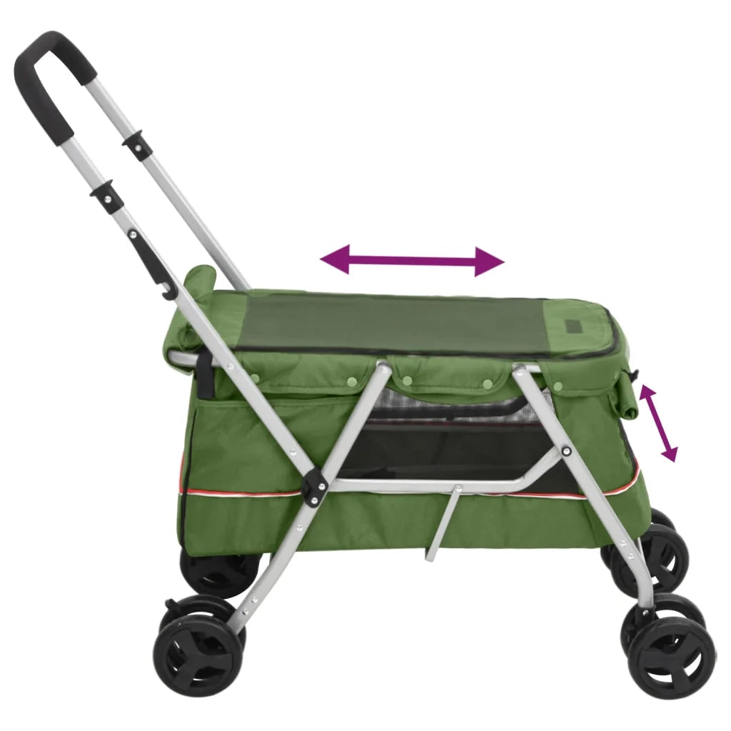 Passeggino Cani Pieghevole Verde 100x49x96cm Tessuto di Lino 172204