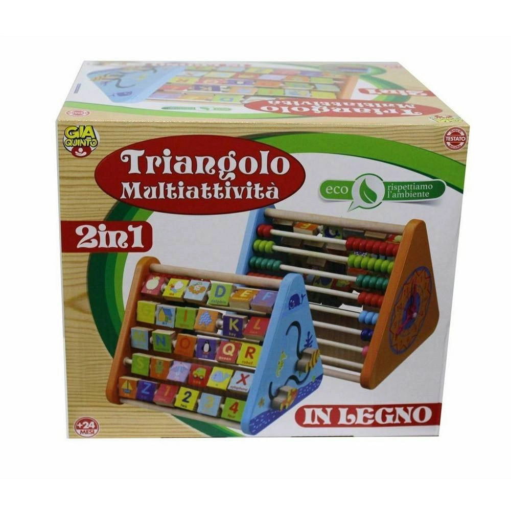 Trade Shop - Triangolo Multiattività 2 In 1 Pallottoliere In Legno Giocattolo Gioco Bambini -