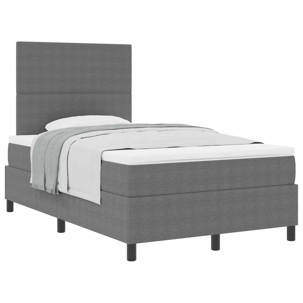 Letto a molle con testiera Grigio chiaro e bianco 120 x 190 cm 3337547