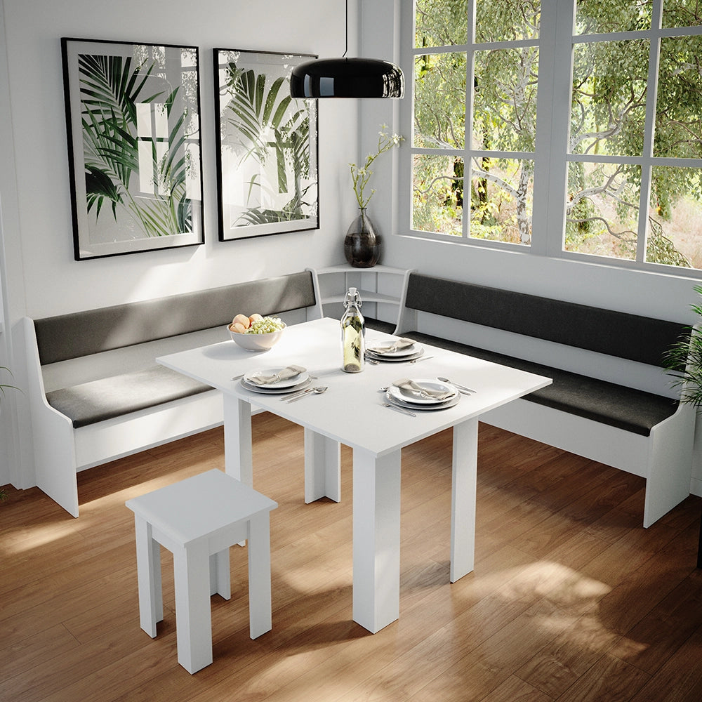 Vicco Gruppo panca ad angolo Bianco 210 x 41.5 cm con tavolo