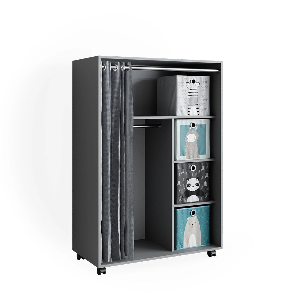 Vicco Armadio multifunzione Grigio 100 x 146.6 cm con box pieghevole