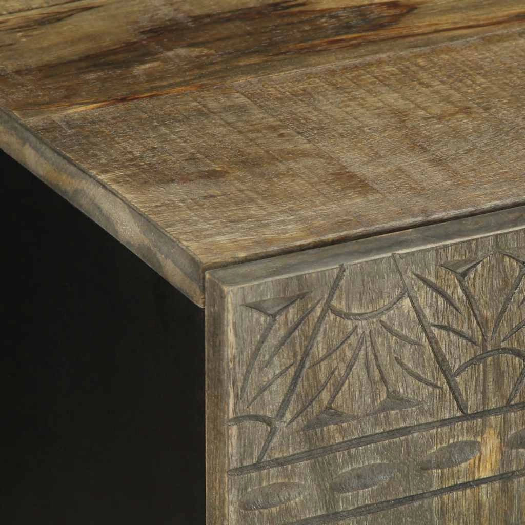 Mobile porta TV con ampio spazio di archiviazione per il soggiorno 105 x 33,5 x 46 cm in legno di mango grigio chiaro 02_0057745