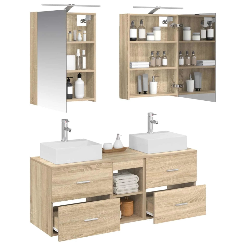 Set di mobili per il bagno 5 pcs Rovere Sonoma 3406793