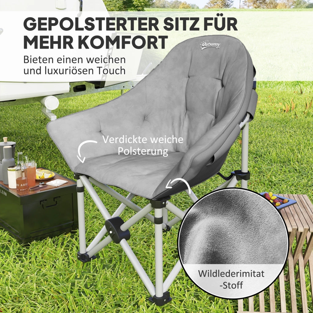 Sedia pieghevole ¨C zephmum ¨C imbottita, con tasche laterali, portatile, colore grigio scuro