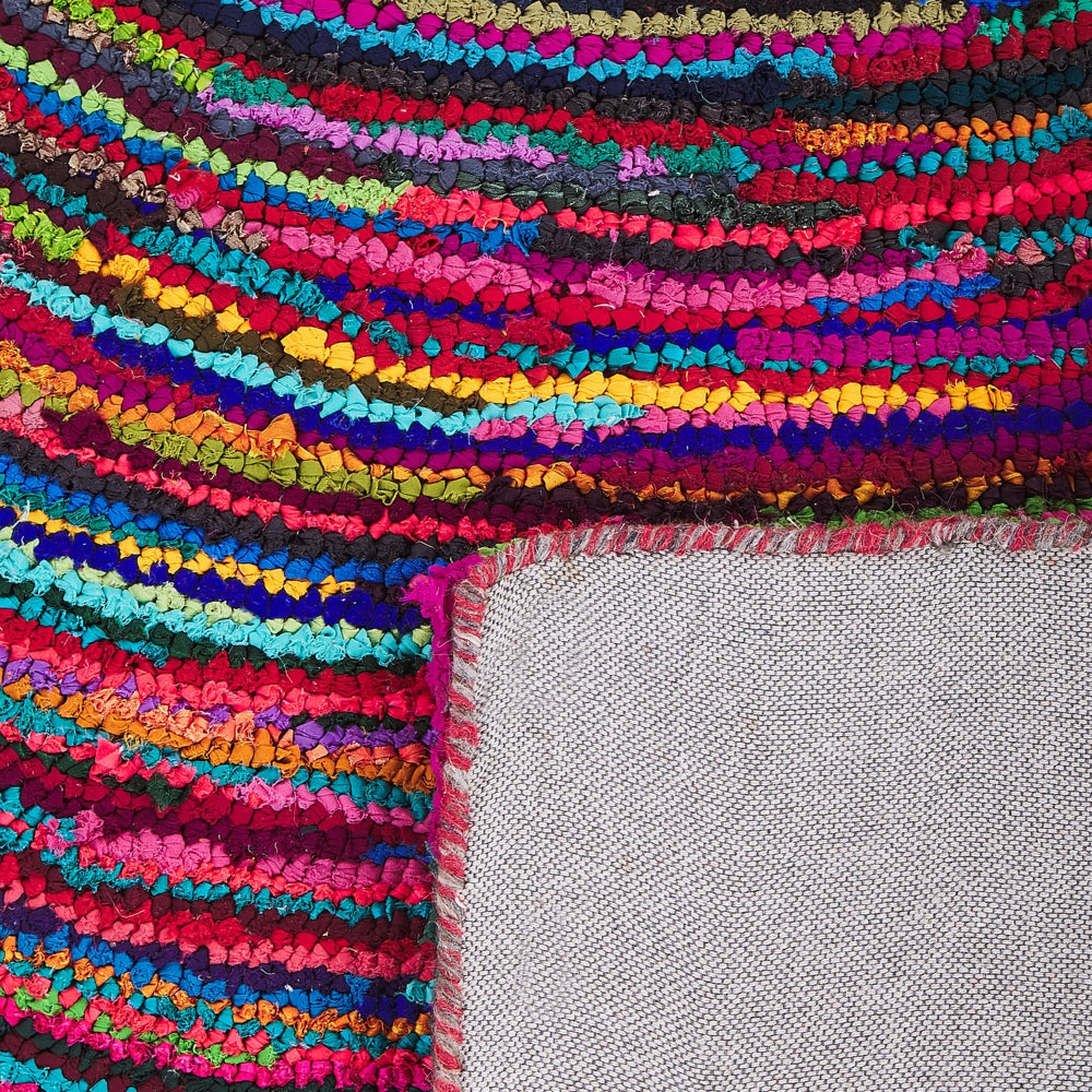 Tappeto Tessuto Multicolore con cotone 160 x 230 cm Rettangolare motivo astratto intrecciato a mano Boho