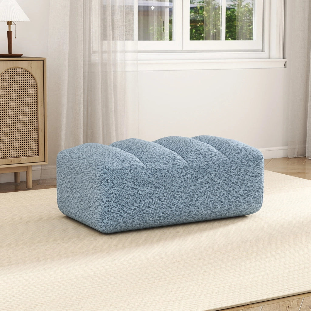 DIVANO Modulare senza struttura con ottomano Blu in pile granulato