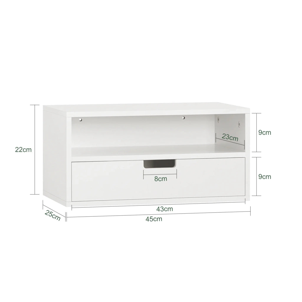 Comodino Con Cassetti Tavolo Telefono Bianco Mensoa Da Muro 45x25x55 Cm NKD03-W SoBuy