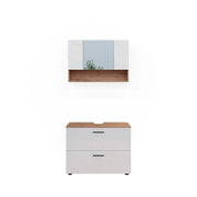 Vicco Set di mobili da bagno Bianco lucido/oro power oak 2 parti, mobile base 80 cm