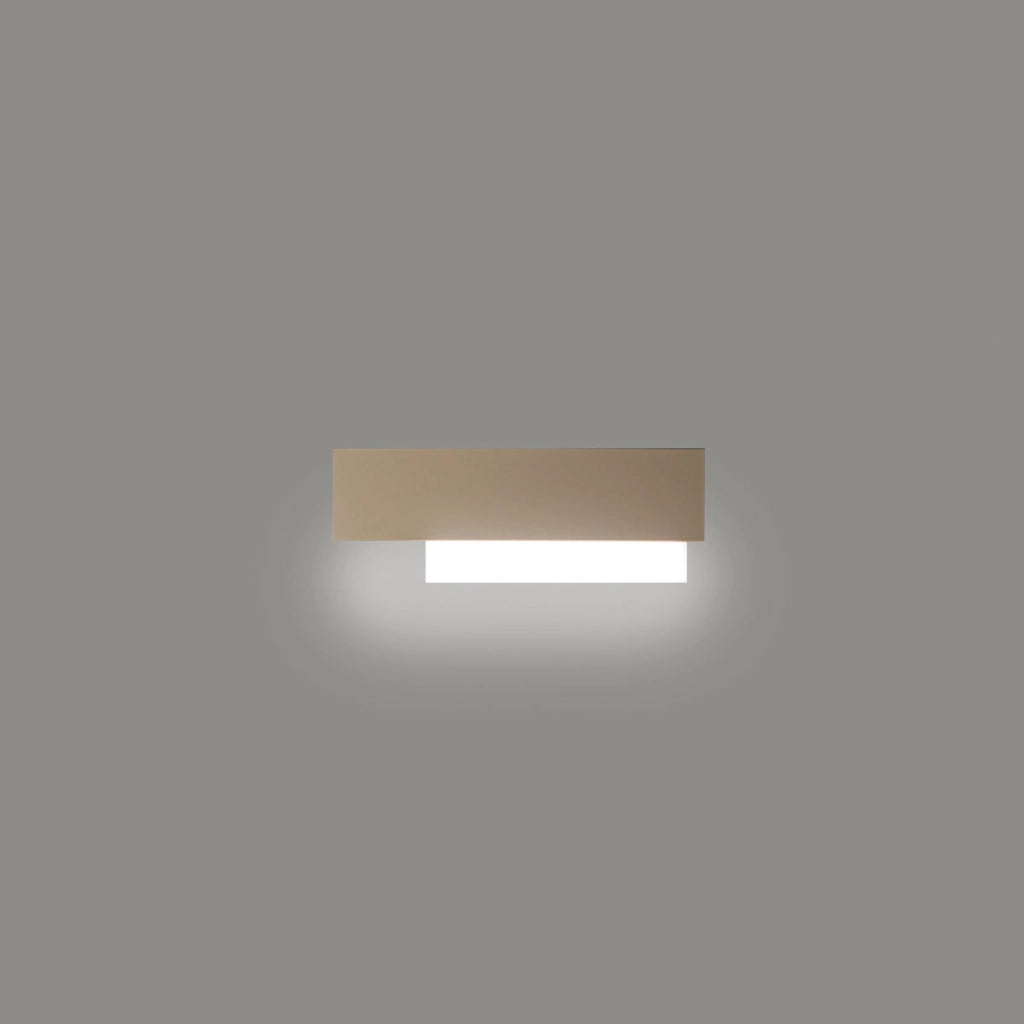 Doha - Applique led da parete moderna 15W - Alluminio bianco e tortora, luce calda 3000K, 1270lm, diffusore bisatinato, IP20, l.40x13,5cm