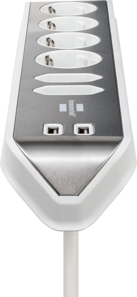 Brennenstuhl 1153590620 prolunghe e multiple 2 m 6 presa(e) AC Interno Argento, Bianco