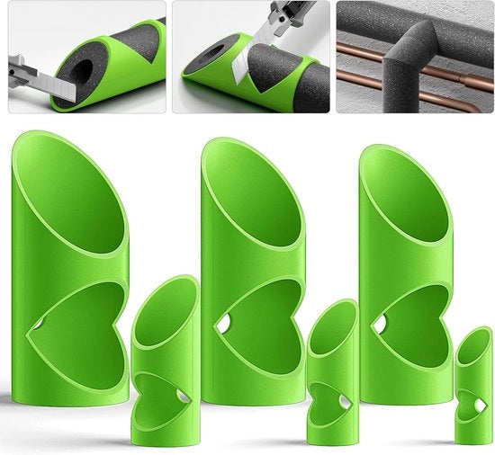 Kit di taglio schiuma 6 pezzi, 6 set di attrezzi per taglio schiuma per isolamento di tubi idraulici, attrezzi per taglio isolante per isolamento di tubi in casa, industria e applicazioni commerciali 15mm-22mm-28mm-40mm-46mm-53mm (verde)