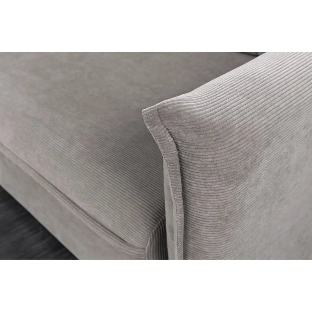 Divano dritto CALDERO grigio scuro convertibile con contenitore – Divano letto in velluto a coste con storage integrato