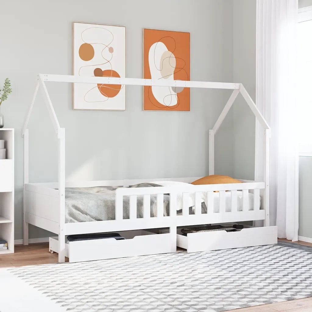 Giroletto Bambini | Letto Infantile | Lettino con Cassetti 90x200 cm Legno Massello di Pino