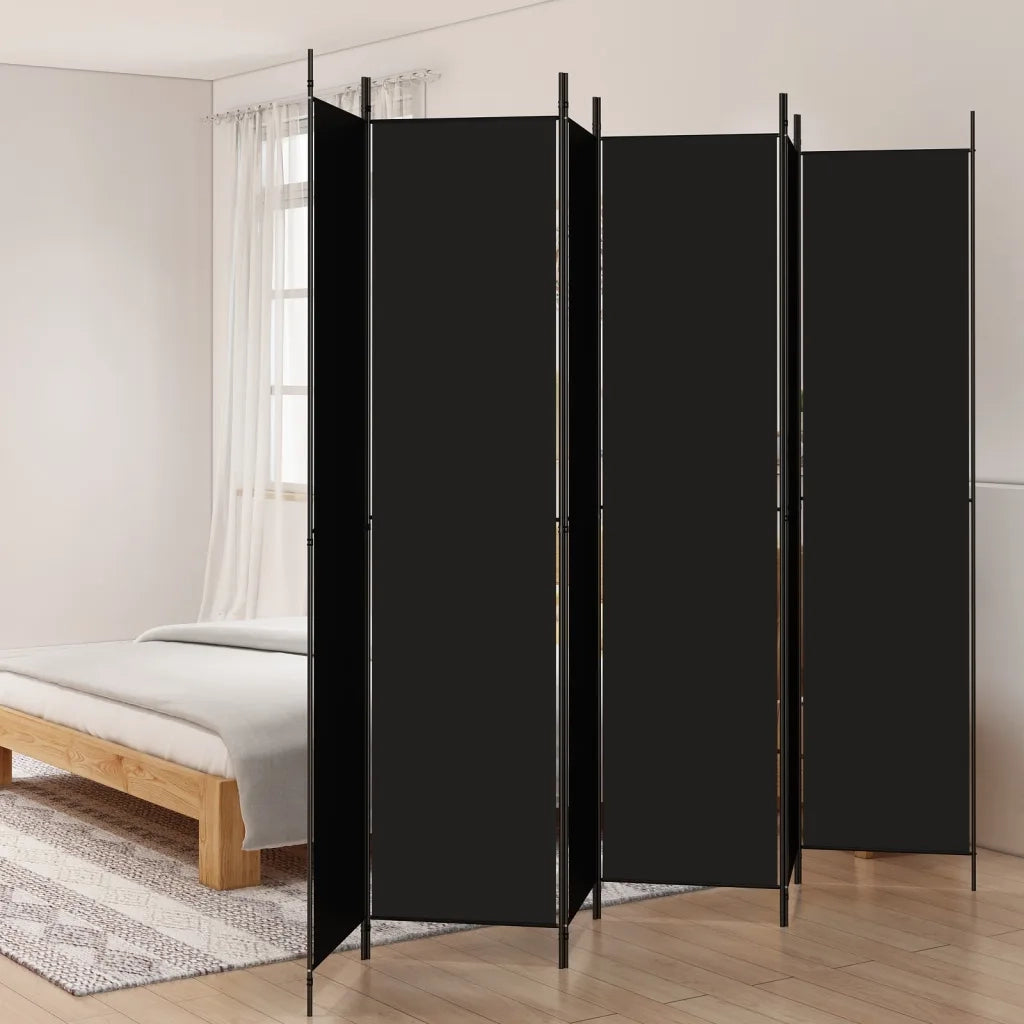 Divisorio a 6 Pannelli Nero 300x220 cm in Tessuto 350209