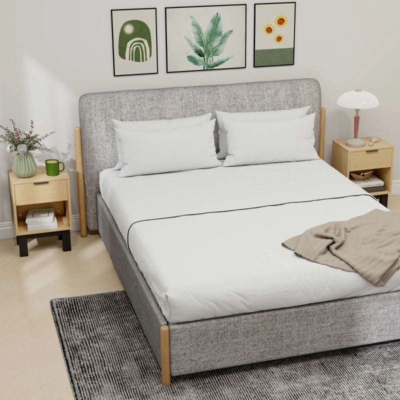 Comodino salvaspazio con cassetto e vano aperto, per camera da letto e soggiorno, in legno, rovere 35 × 26 × 50 cm