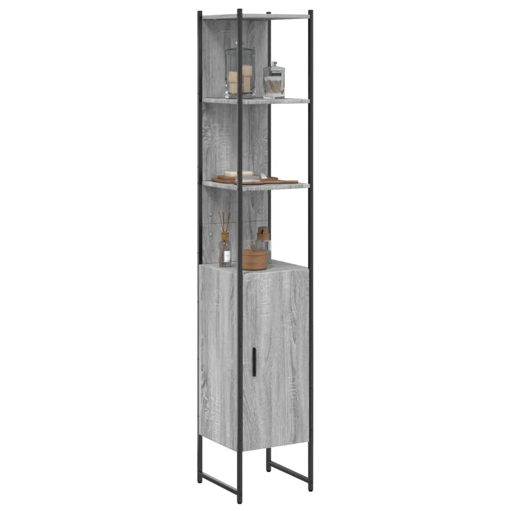Mobile da Bagno | Armadio da bagno Grigio Sonoma 33x33x185,5 cm Legno Multistrato