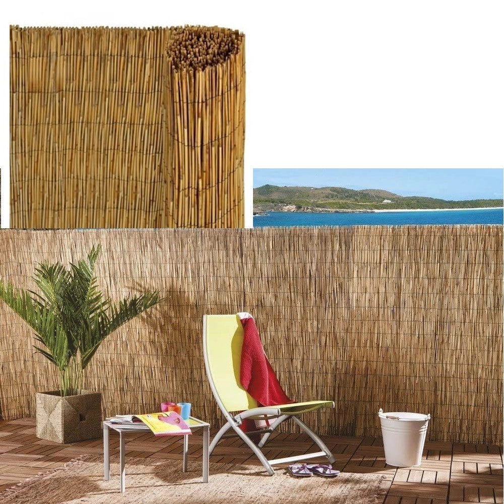 Trade Shop - Set 2pz Arella Con Cannette In Bambu' 100x300cm Canniccio Ombra Recinzione Giardino 03775 -