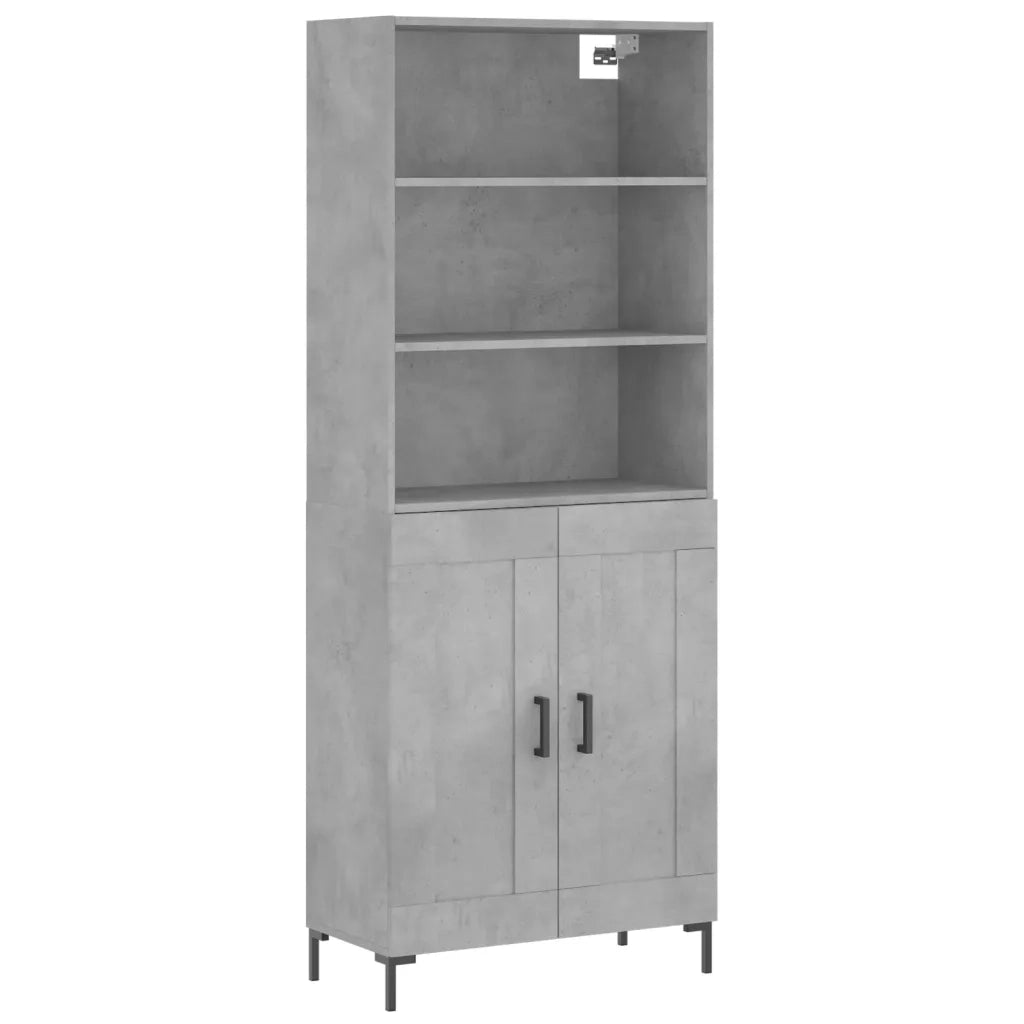 Credenza-Buffet-Armadio da cucina Grigio Cemento 69,5x34x180 cm in Legno Multistrato 964727