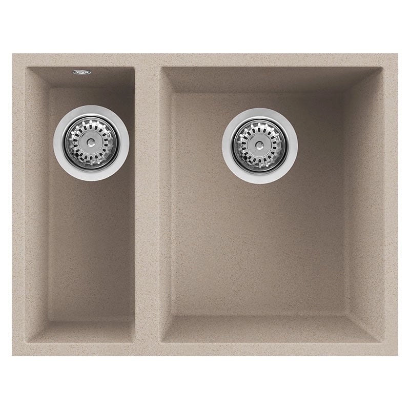 Lavello Elleci Incasso 2 vasche 56x44 Quadra 150 Sottotop Granitek Avena LGQ15051BSO