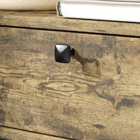 Tavolino da Soggiorno Stile Industriale 60x30x665 cm con Cassetto e Ripiani in Legno e Metallo Nero