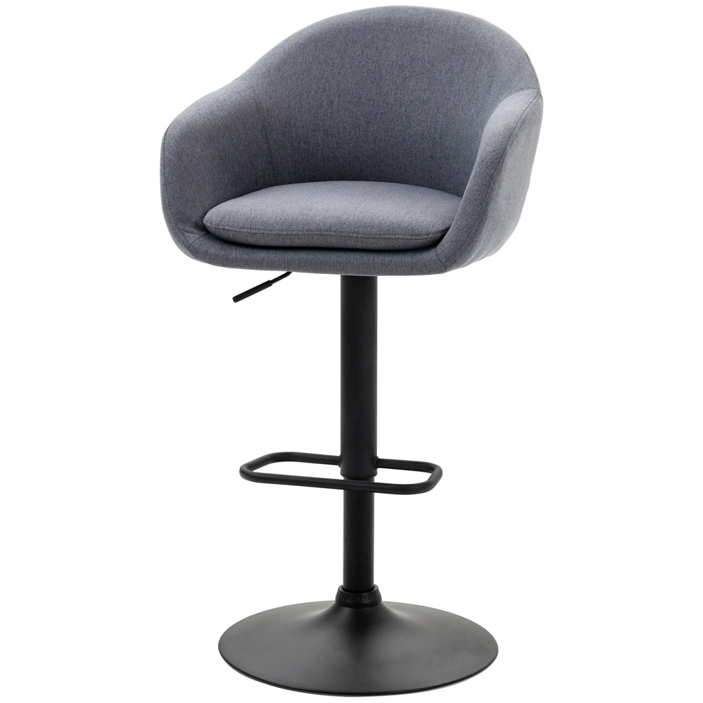 Sgabello da bar con poggiapiedi ¨C zephmum ¨C altezza regolabile, effetto lino, 54x54x112 cm, grigio