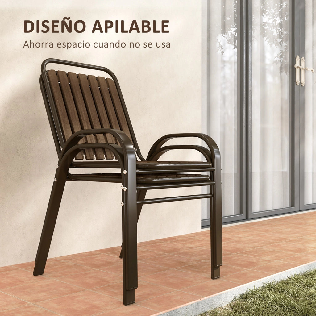 Set 3 Pezzi da Giardino Esterno ¨C Xylo ¨C 2 Sedie Impilabili + Tavolo Rotondo Vetro Temperato Balcone Terrazza