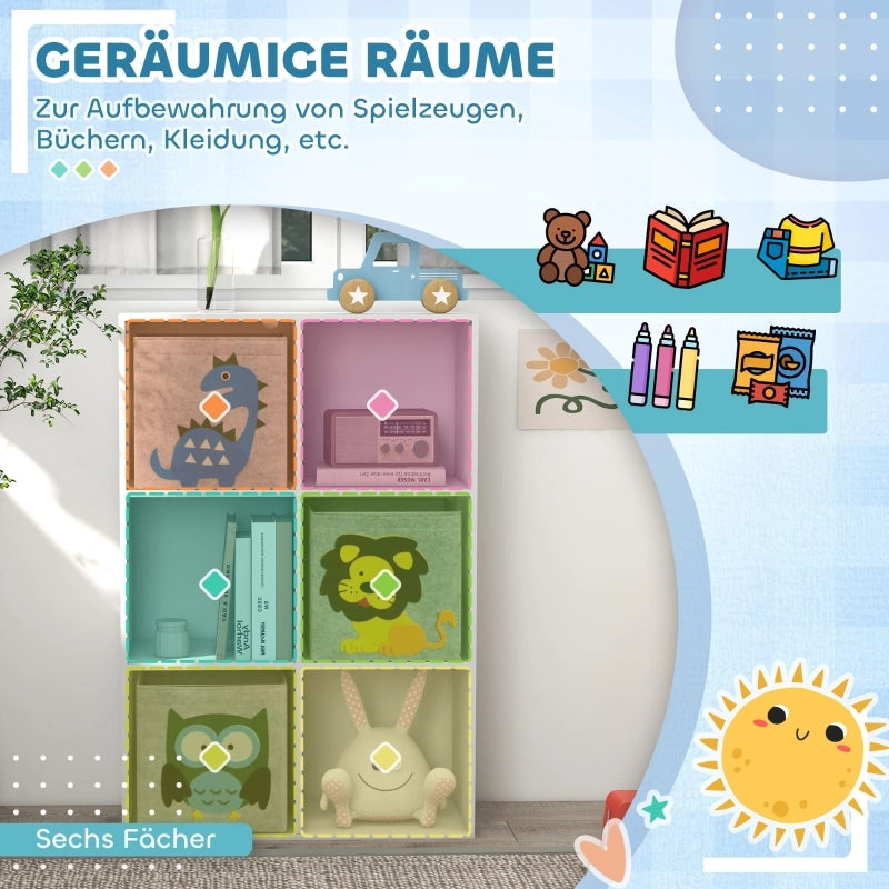 Scaffale per bambini, libreria per bambini con 3 scatole portaoggetti, scaffale per giocattoli, scaffale per cameretta, bianco+grigio, 61,8 x 29,9 x