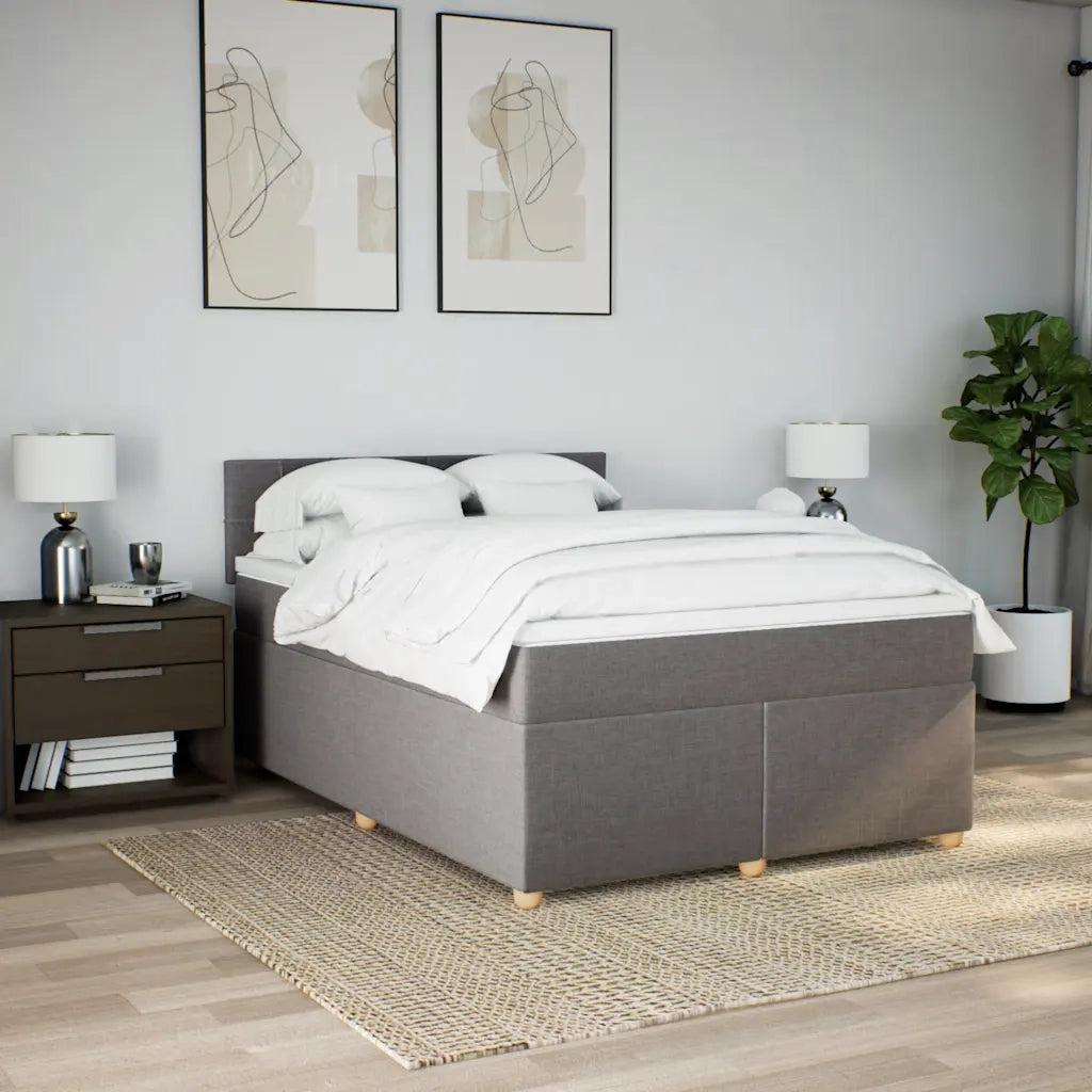 vidaXL Giroletto a Molle con Materasso Tortora 140x190 cm in Tessuto