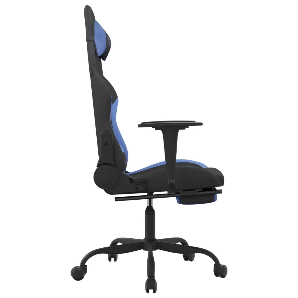 Sedia da Gaming con Poggiapiedi Nero e Blu in Tessuto cod mxl 67512