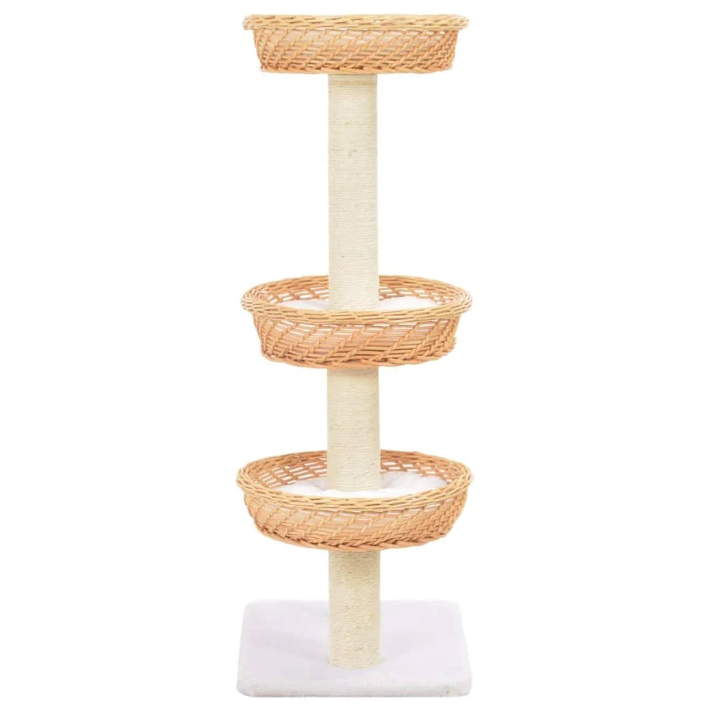 Tiragraffi albero per gatti cuccia per gatti giocattolo peluche in sisal naturale e legno di salice 3702244