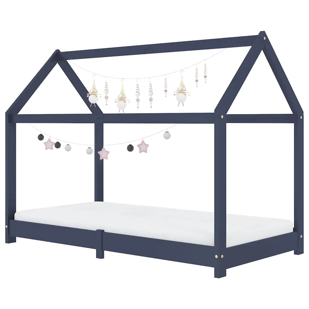Giroletto per Bambini | Letto Infantile | Lettino Grigio in Massello di Pino 70x140 cm