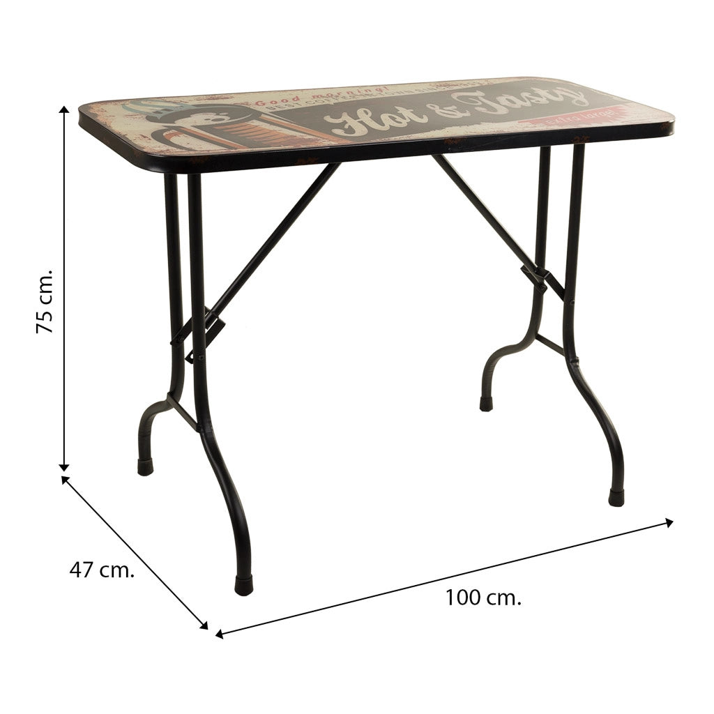 Tavolo rettangolare in metallo nero 100x47x75h