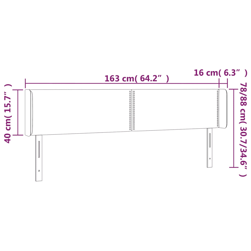 Testiera a LED-Testata con LED Grigio Scuro 163x16x78/88 cm in Tessuto 173966