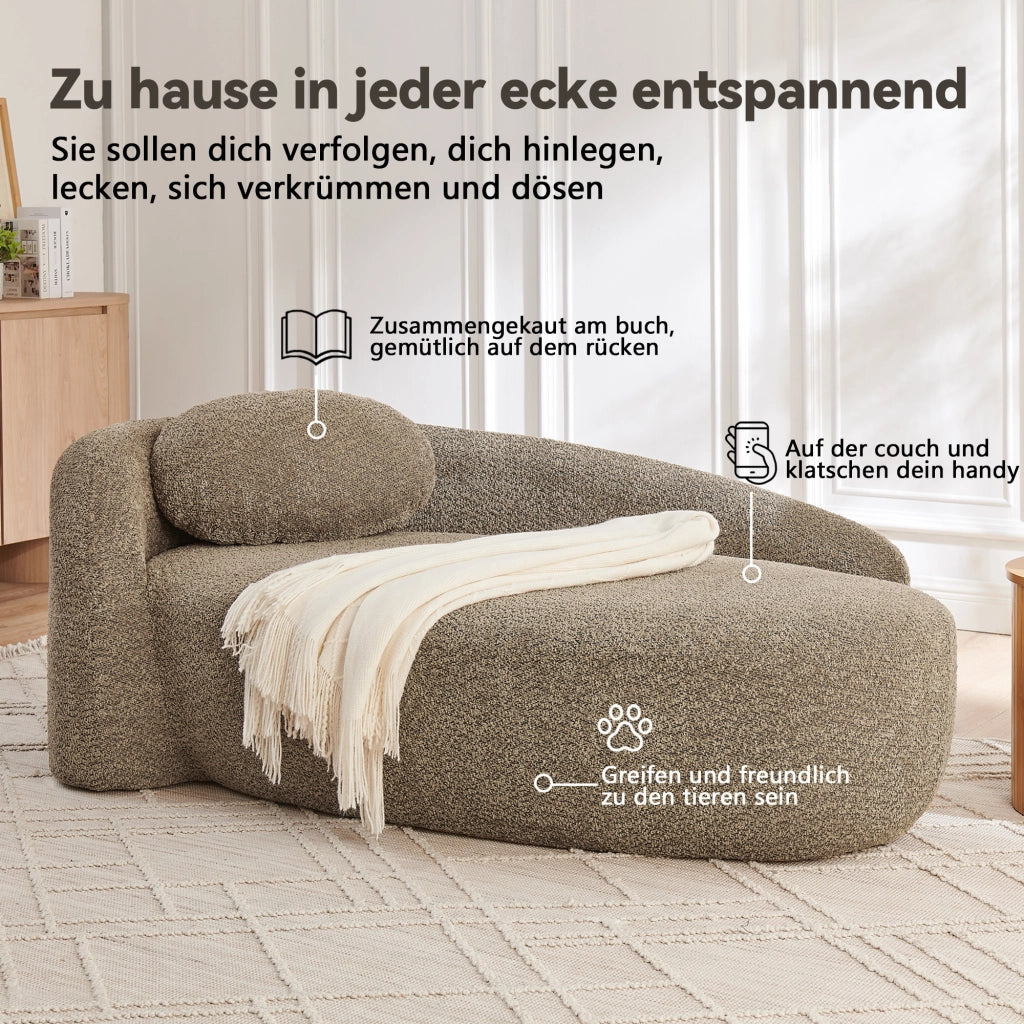 Scaffale in tessuto teddy con design arrotondato imbottitura in schiuma ad alta elasticità marrone