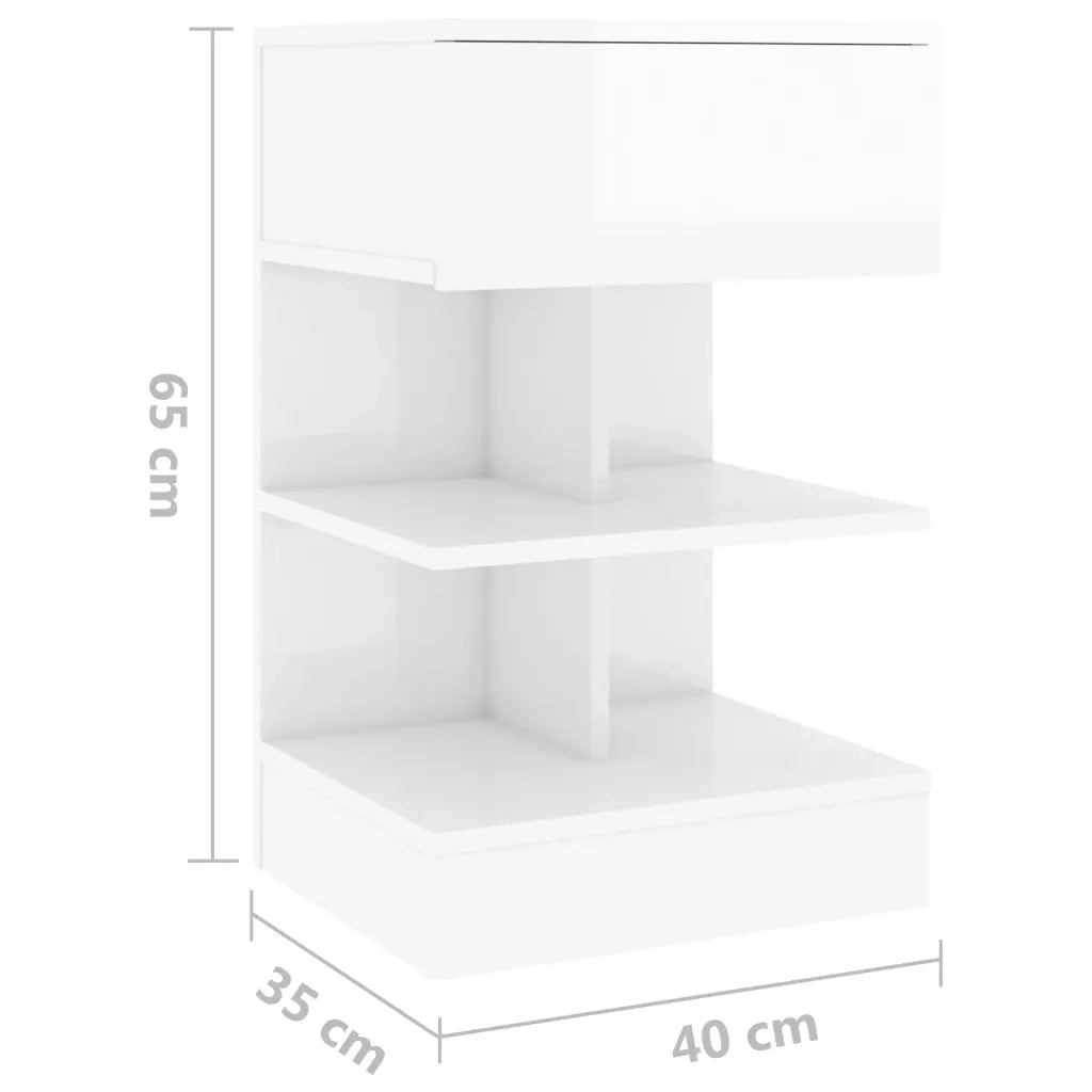 Comodini 2 pz Bianco Lucido 40x35x65 cm 808661