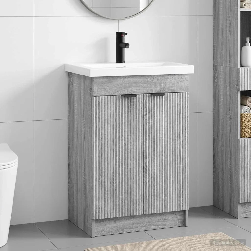 Set di mobili per il bagno Sonoma grigio 56 x 37,5 x 81 cm 3404150