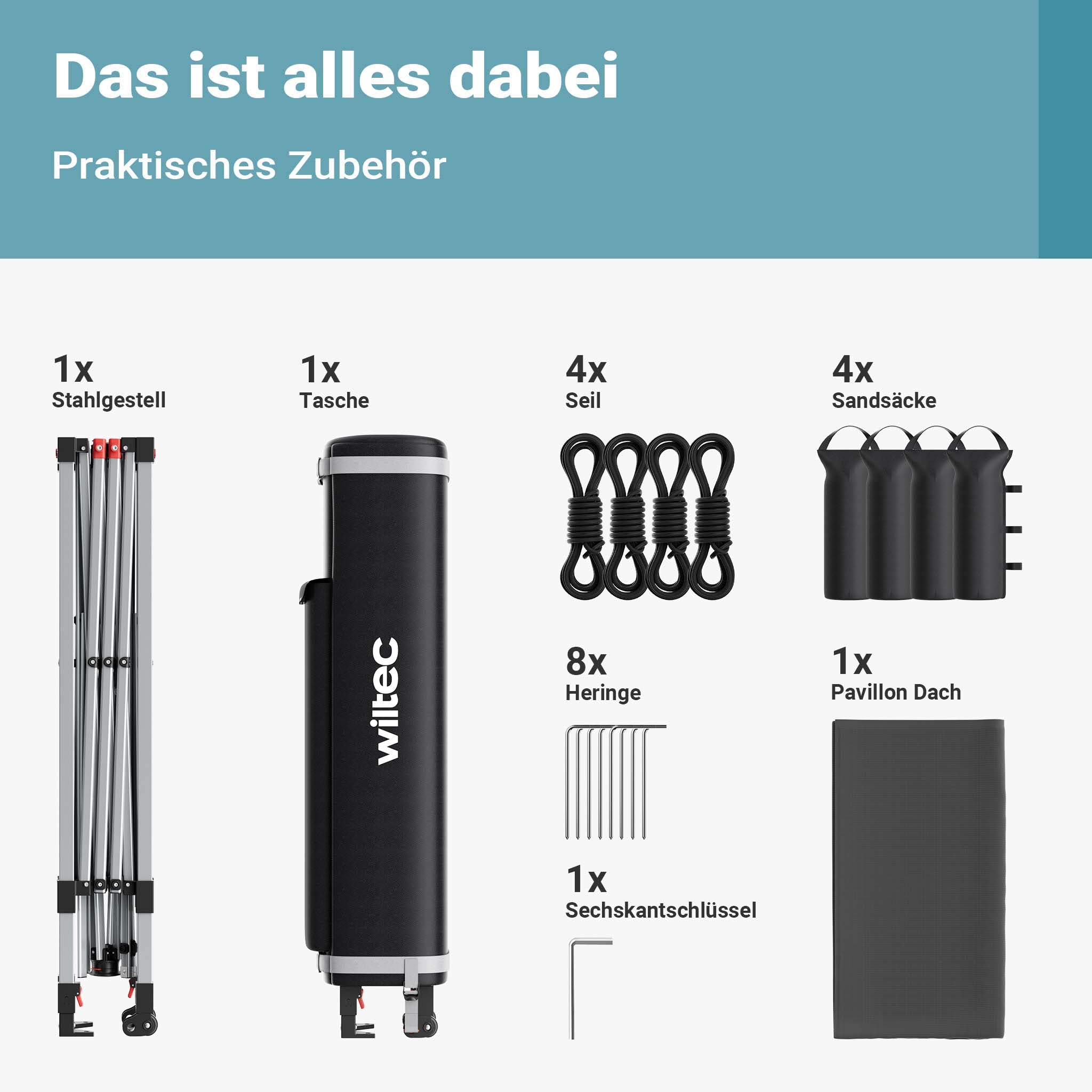 Gazebo pieghevole pop-up grigio, 3 x 3 m con ruote Tenda per fiere eventi mercati