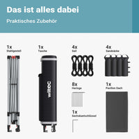 Gazebo pieghevole pop-up grigio, 3 x 3 m con ruote Tenda per fiere eventi mercati