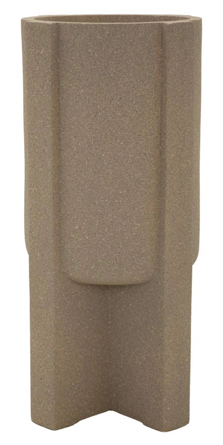 Porta Vaso da Esterno Moai Ø39x80,5 cm in Resina Marrone