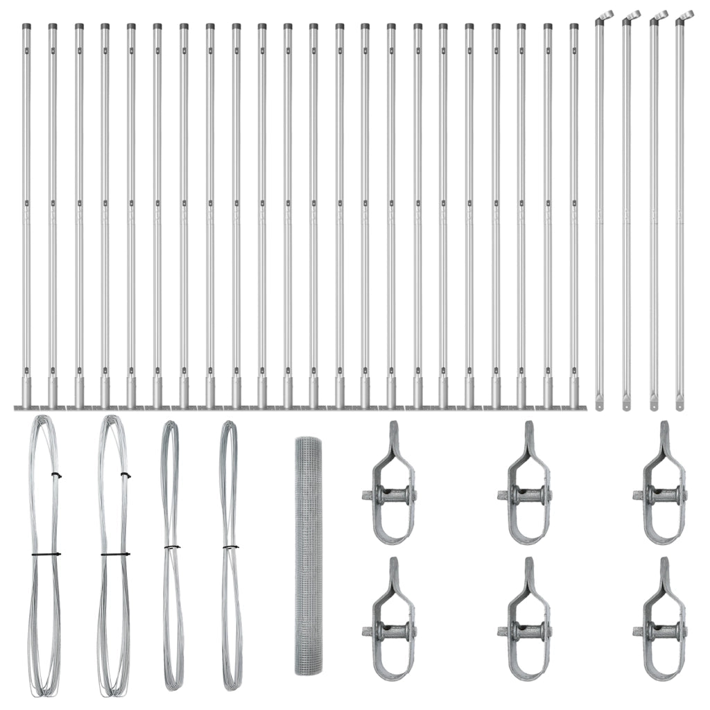 Recinzione in Filo Saldato con 13 Post Flangiati 1,2x50 m Acciaio Galvanizzato