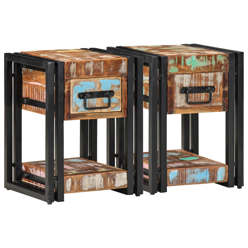 Comodini 2 pz 40x40x40 cm Legno massello di recupero