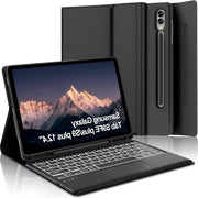 Tastiera con Touchpad per Samsung Galaxy Tab S10+/S9FE+/S9+/S10 Plus 12.4 pollici 2023/2024 - Nero con illuminazione a 7 colori - Magnetico - Layout QWERTZ